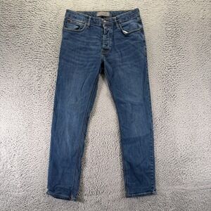 French Connection Jeans Men's 32x30 Blue Cotton Denim Straight Slim Button-Fly